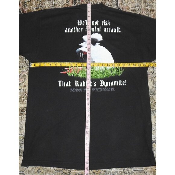 Vintage 2001 Monty Python T-Shirt Adult XL Black Graphic Rabbit Holy Grail - Picture 6 of 6